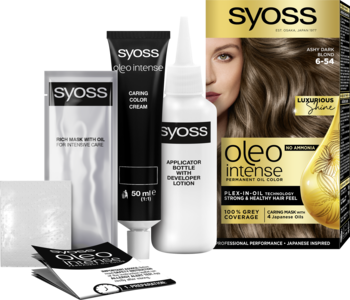 SYOSS Oleo Intense ,trwała koloryzacja Popielaty Ciemny Blond 6-54,kompozycja-2