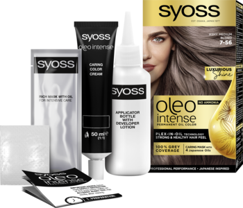 SYOSS Oleo Intense ,trwała koloryzacja Popielaty Średni Blond 7-56,kompozycja-2