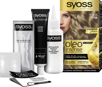 SYOSS Oleo Intense ,trwała koloryzacja  Chłodny Beżowy Blond 7-58,kompozycja-2