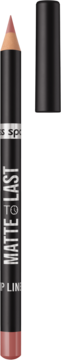 Matowa kredka do ust Miss Sporty Matte To Last, odcień Mocha, czarny korpus, odsłonięta końcówka, pionowo.