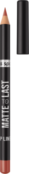 Czarna kredka do ust Miss Sporty Matte To Last 310 Peony, z brązowym końcem, obok zdjęta skuwka.