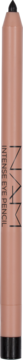 Brązowa automatyczna kredka Intense Eye Pencil z czarnymi końcówkami, stojąca pionowo.