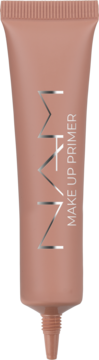Jasnoróżowa tubka wygładzającej bazy pod makijaż MAKE UP PRIMER z aplikatorem, widok z przodu.