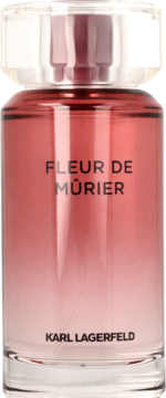 Karl Lagerfeld Fleur De Murier: różowe perfumy w szklanej butelce z przezroczystą nakrętką, widok z przodu.