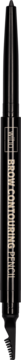 Czarna, smukła kredka WIBO Brow Contouring Pencil z grzebykiem, pionowy widok produktu.