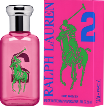 Ralph Lauren The Big Pony 2 Pink woda toaletowa dla kobiet. Różowa butelka i opakowanie z zielonym logo polo.