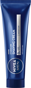 Niebieska tuba NIVEA MEN Hydrocare Shaving Cream z aloesem, 3x efektem pielęgnacji i Instant Care.