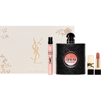 Yves Saint Laurent, Black Opium , zestaw dla kobiet, woda perfumowana 90 ml + woda perfumowana 10 ml + pomadka do ust Nu Muse, 1 szt