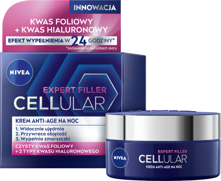 NIVEA, Cellular Expert Filler, krem do twarzy, anti-age, na noc, 50 ml