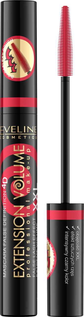 EVELINE COSMETICS, Extension Volume, tusz do rzęs, efekt sztucznych rzęs, zwiększający objętość rzęs, 10 ml