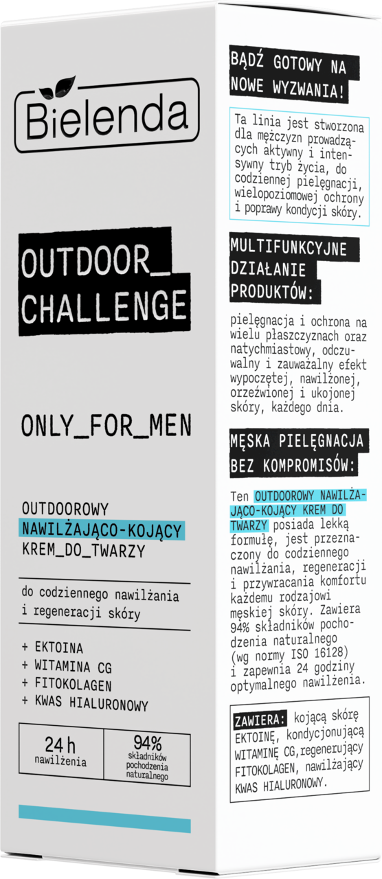 BIELENDA, Outdoor_Challenge Only For Men, krem do twarzy, nawilżająco-kojący, 50 ml