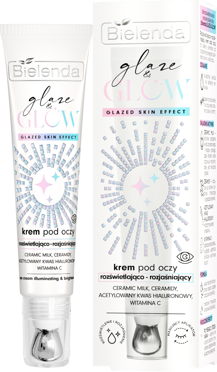 BIELENDA, Glaze & Glow, krem pod oczy, rozświetlająco-rozjaśniający, glazed skin effect, 15 ml
