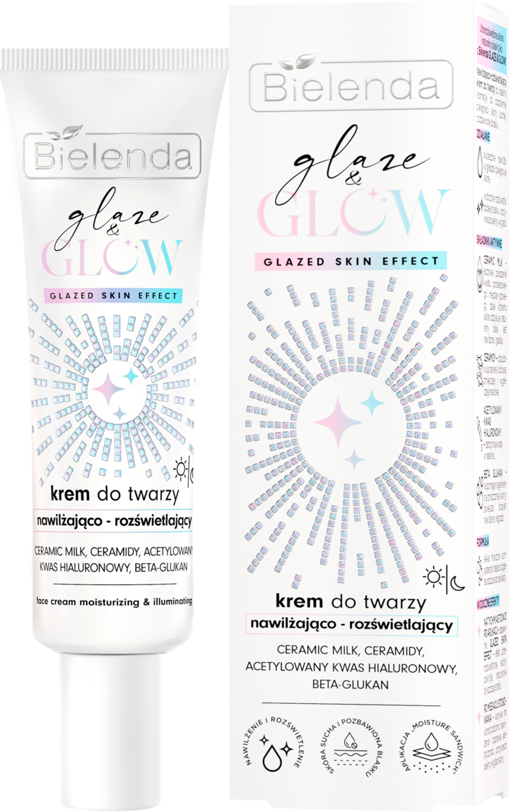 BIELENDA, Glaze & Glow, krem do twarzy, nawilżająco-rozświetlający, glazed skin effect, 50 ml