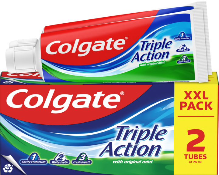 COLGATE, Triple Action, pasta do zębów, 2x75 ml
