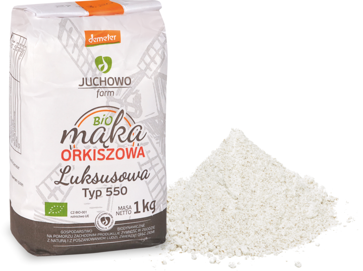 JUCHOWO FARM, mąka orkiszowa, Luksusowa, typ 550, BIO, 1 kg