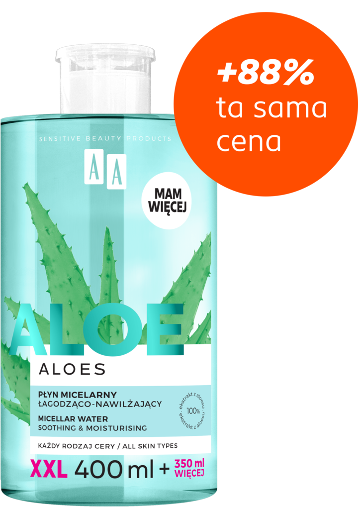 AA, Aloes, płyn micelarny, łagodząco-nawilżający, 750 ml