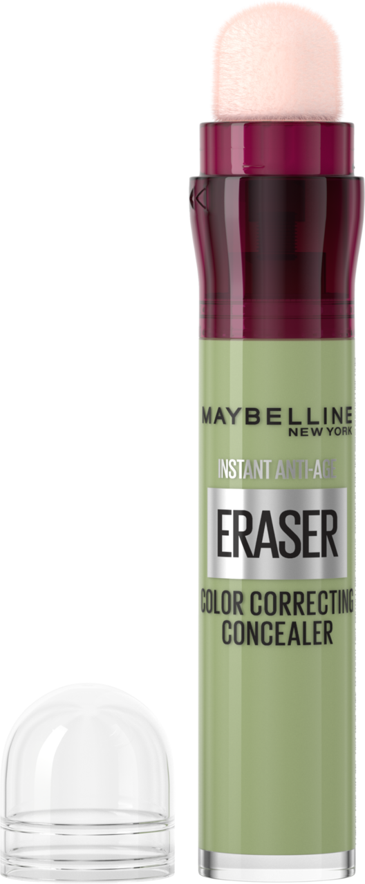 MAYBELLINE NEW YORK, Instant Eraser, korektor do twarzy, z gąbeczką, Anti-Age, Green, 6,8 ml