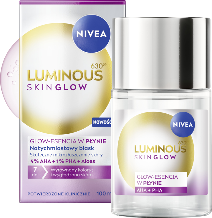 NIVEA, Luminous 630 Skin Glow, esencja do twarzy, w płynie, mikrozłuszczająca, 100 ml