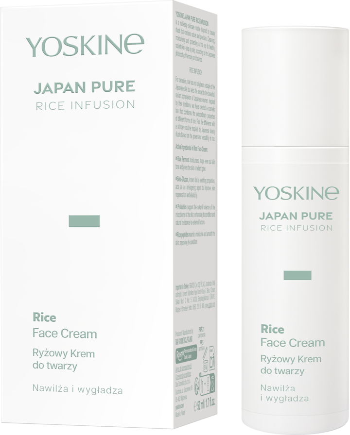 YOSKINE, Japan Pure Rice Infusion, krem do twarzy, ryżowy, nawilżający i wygładzający, 50 ml