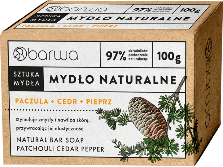 BARWA, Sztuka Mydła, mydło w kostce, Paczula, Cedr, Pieprz, 100 g