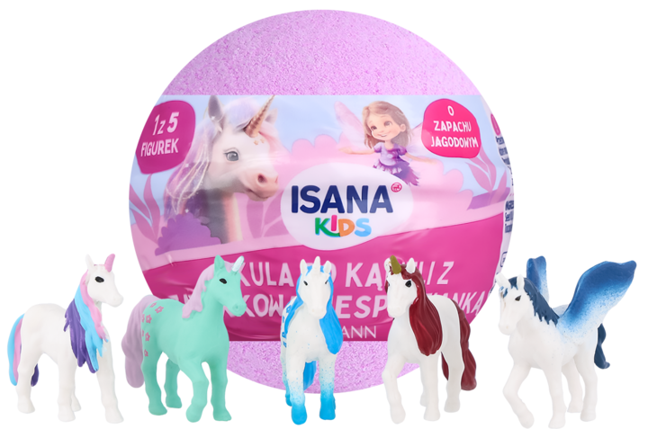 ISANA KIDS, kula do kąpieli z zabawką niespodzianką o zapachu Jagodowym, 1 szt.