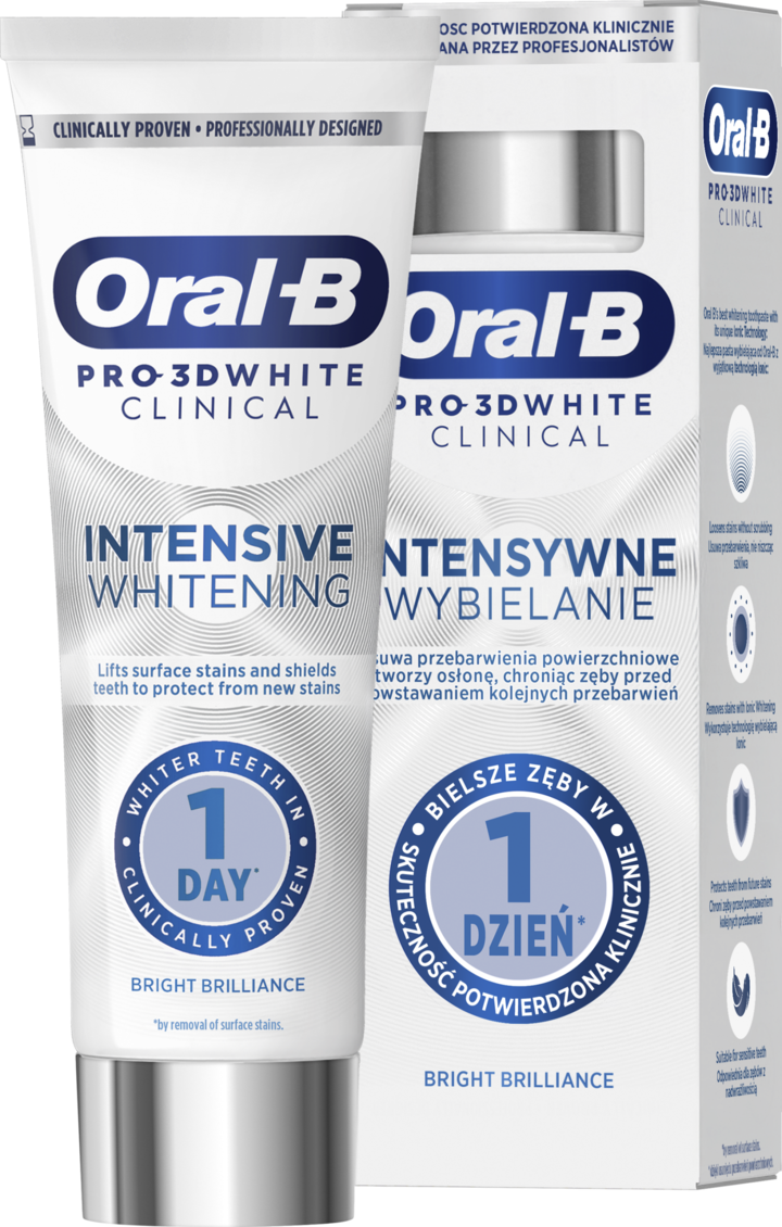 ORAL-B, Pro 3D White, pasta do zębów,  wybielająca, Bright Brilliance, 75 ml