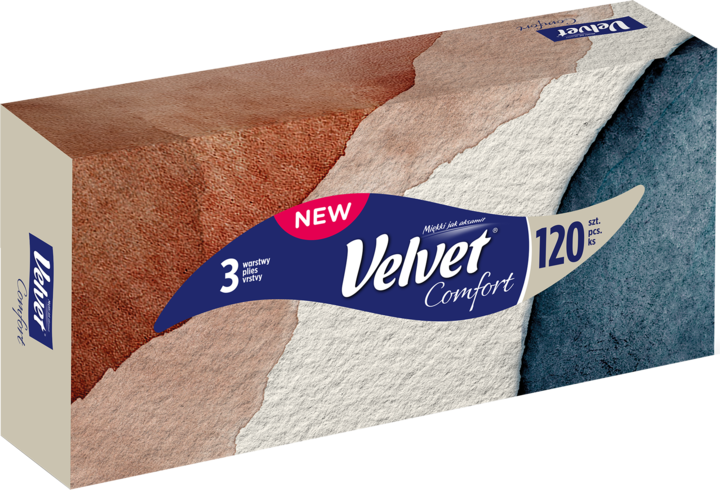 VELVET, Comfort, chusteczki higieniczne, 3-warstwowe, 120 szt.