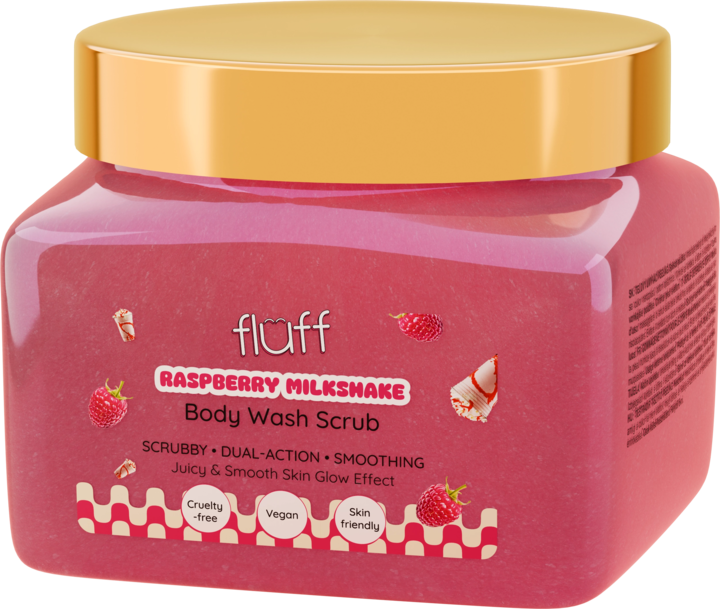 FLUFF, peeling do mycia ciała, Raspberry Milkshake, 350 ml