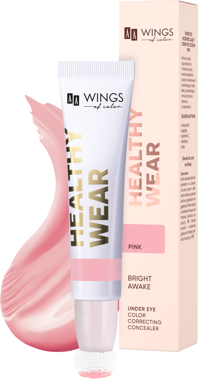 AA WINGS OF COLOR, Healthy Wear Bright Awake, korektor pod oczy, rozświetlający, Pink, 13 ml