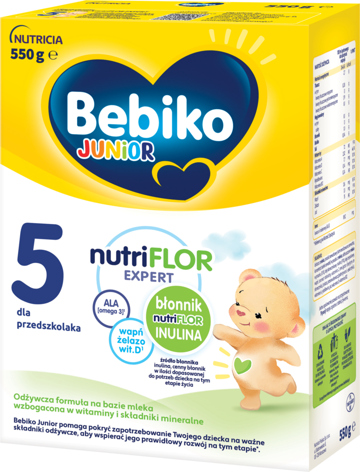 BEBIKO, Junior NUTRIflor Expert 5, formuła na bazie mleka, dla przedszkolaka, 550 g