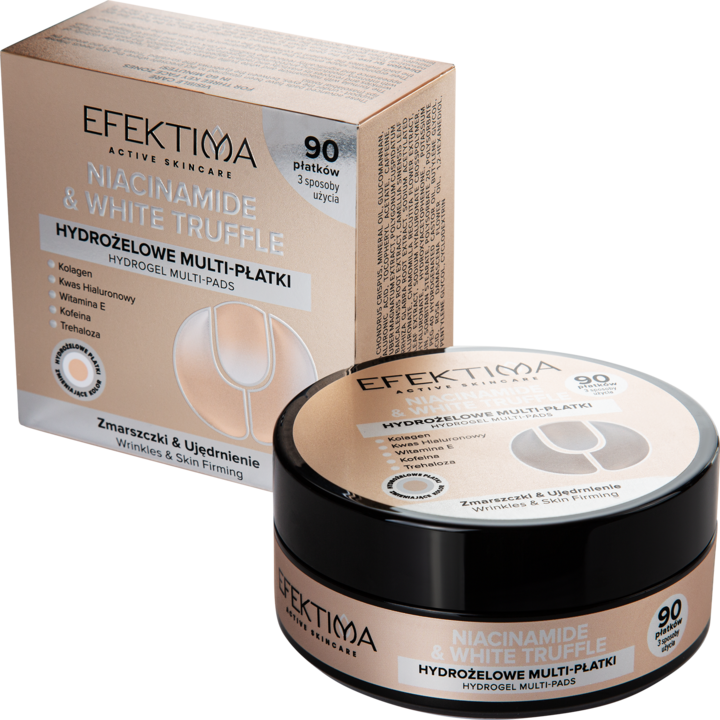 EFEKTIMA, Active Skincare Niacinamide & White Truffle, multi-płatki hydrożelowe, pod oczy, na lwią zmarszczkę oraz bruzdy nosowo-wargowe, zmieniające kolor, 90 szt.