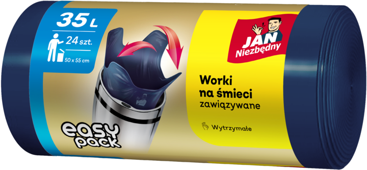 JAN NIEZBĘDNY, Easy Pack, worki na śmieci, zawiązywane, poj. 35 L, 24 szt.