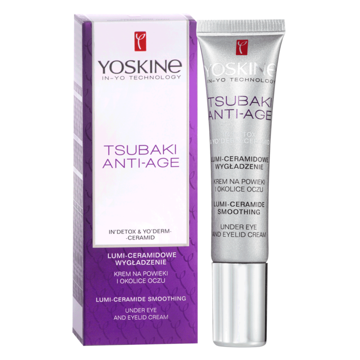 YOSKINE, Tsubaki Anti-Age, krem na powieki i okolice oczu, lumi-ceramidowe wygładzenie, 15 ml