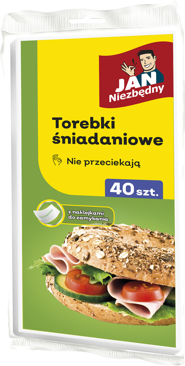 JAN NIEZBĘDNY, torebki śniadaniowe, wodoodporne, 40 szt.