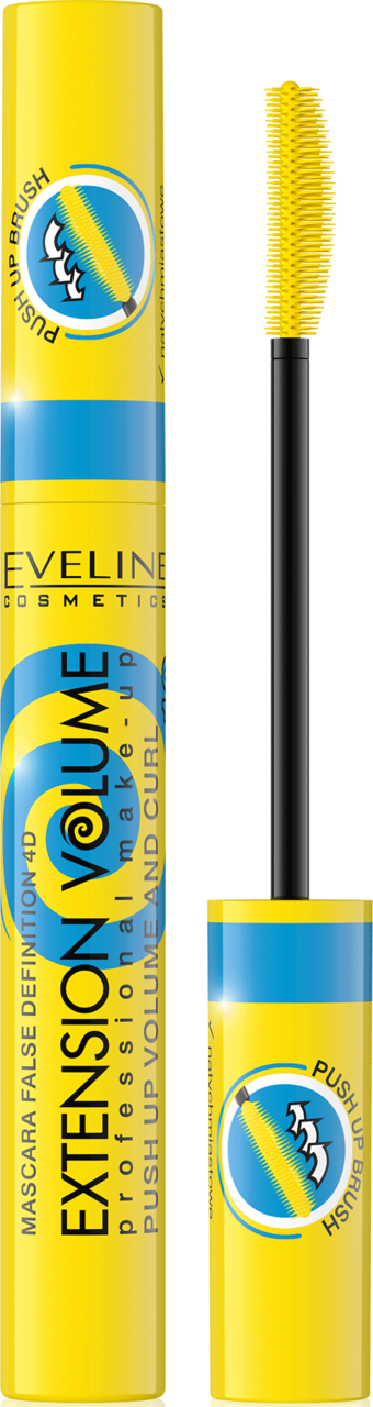 EVELINE COSMETICS, Extension Volume Push Up, tusz do rzęs, podkręcający, pogrubiający, 10 ml