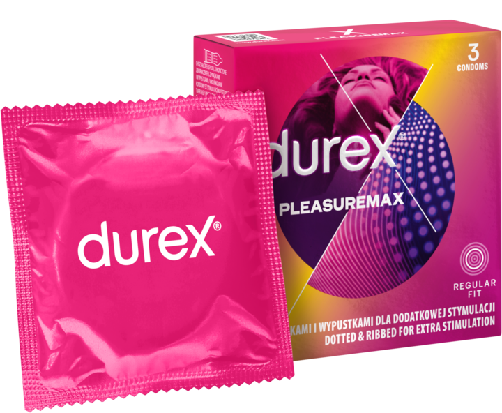 DUREX, Pleasuremax, prezerwatywy z wypustkami i prążkami, Regular Fit, 3 szt.