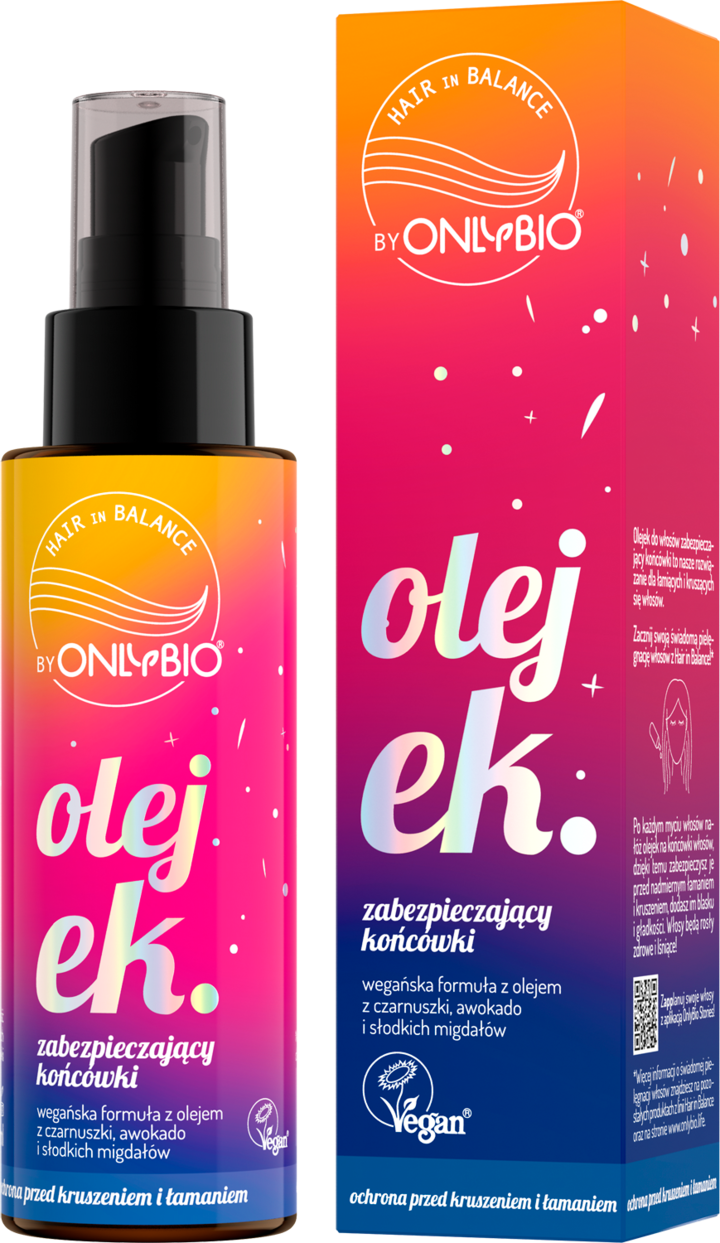 ONLYBIO HAIR IN BALANCE, olejek do włosów, zabezpieczający końcówki, 80 ml