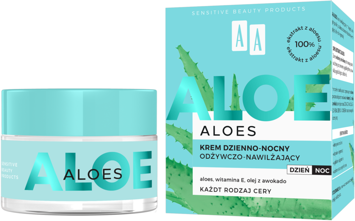 AA, Aloes, krem do twarzy, odżywczo-nawilżający, dzień/noc, 50 ml