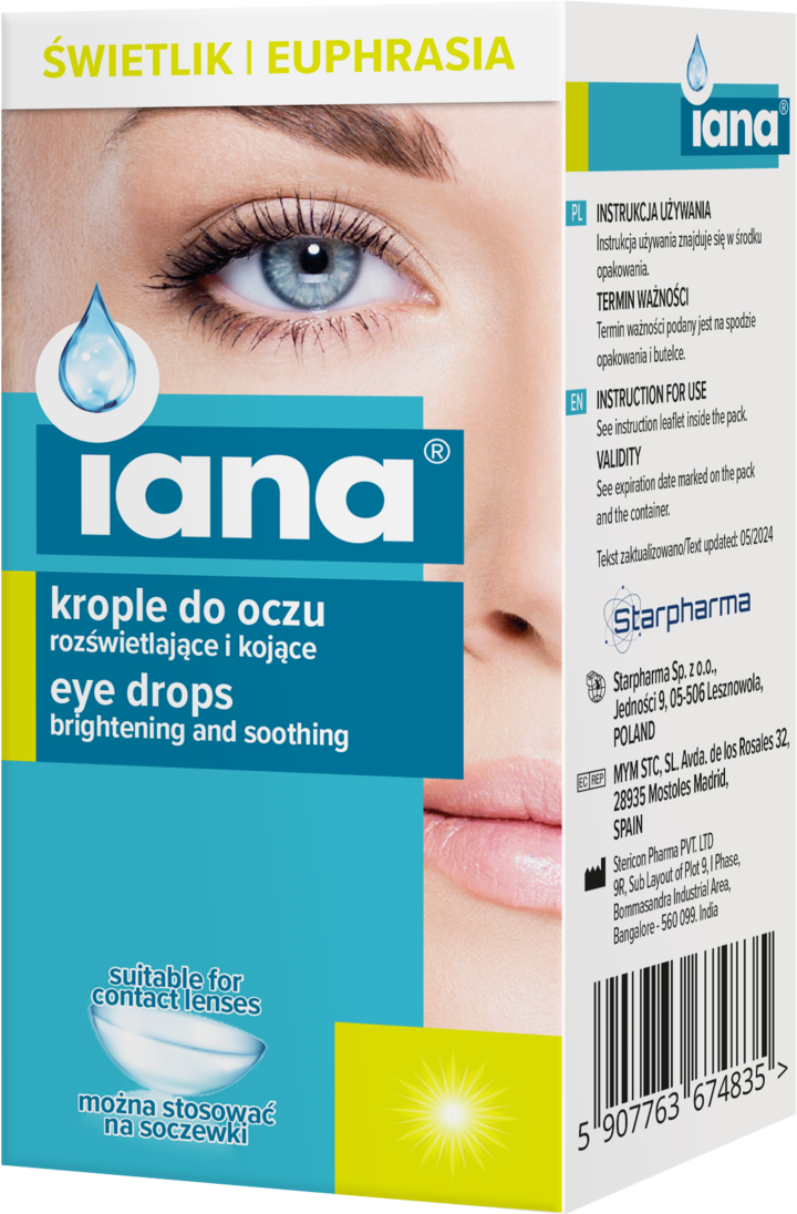 IANA, Świetlik, krople do oczu, rozświetlające i kojące, 10 ml