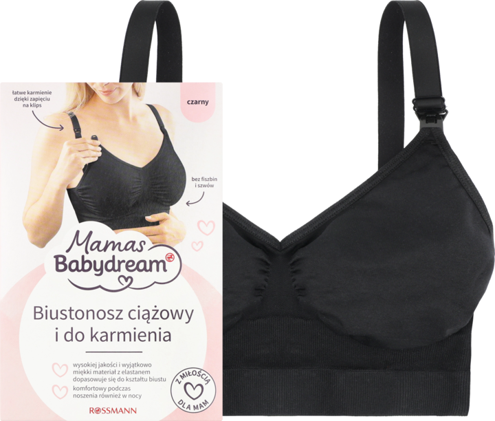 BABYDREAM, Mamas, biustonosz ciążowy i do karmienia, rozm. XL, Czarny, 1 szt.