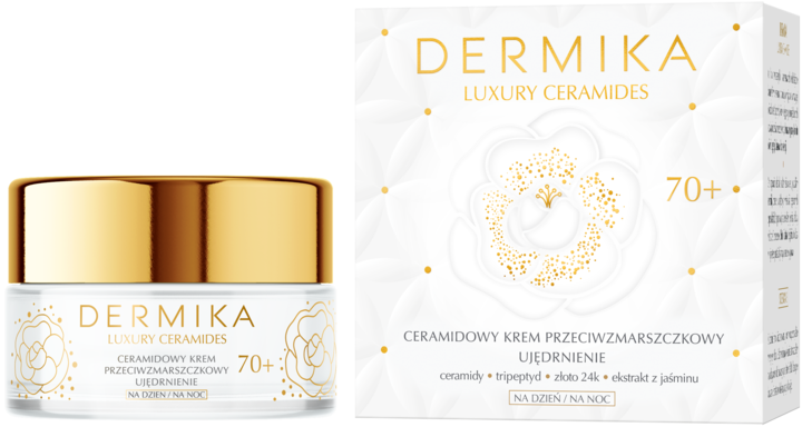 DERMIKA, Luxury Ceramides, krem do twarzy, przeciwzmarszczkowy, Ujędrnienie, 70+, na dzień i na noc, 50 ml