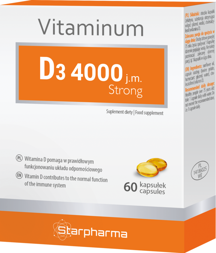 STARPHARMA VITAMINUM, kapsułki, Witamina D3 4000 j.m. Strong, suplement diety, 60 szt.