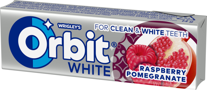 WRIGLEY'S ORBIT, White, guma do żucia w drażetkach, o smaku Maliny i Granatu, bez cukru, 10 szt.