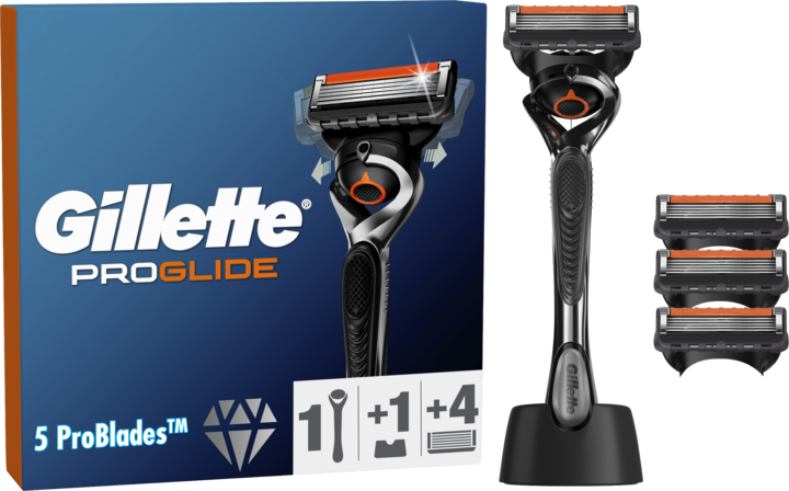 GILLETTE, ProGlide, maszynka do golenia, dla mężczyzn, 1 rączka + 4 wkłady + stojak, 5 ostrzowa, 1 szt.