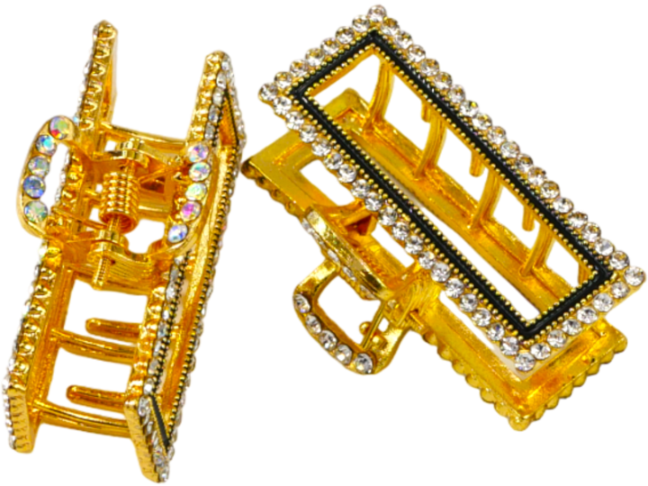 LOLITA ACCESSORIES, klamry do włosów, ozdobna, złote, Kwadrat, 2 szt.