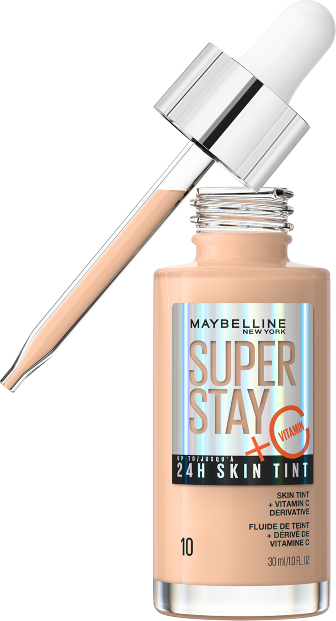MAYBELLINE NEW YORK, Super Stay 24H Glow Skin, tint do twarzy, z witaminą C nr 10, 30 ml