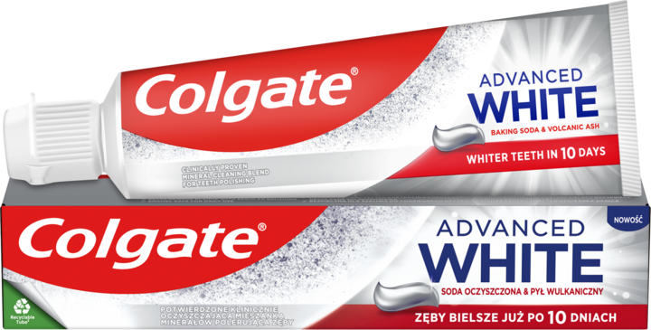 COLGATE, Advanced White Baking Soda & Volcanic Ash, pasta do zębów z oczyszczającymi minerałami, 75 ml
