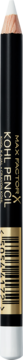 Max Factor Kohl Kajal Masterpiece biała kredka do oczu, czarna obudowa z goldem napisami, widok z boku.