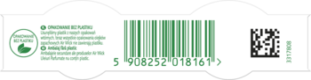 Tył opakowania 2x wkładu odświeżacza powietrza Białe Kwiaty, z zielonym kodem kreskowym i QR, info o recyklingu.