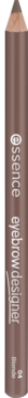 Pionowa brązowa kredka do brwi Essence Eyebrow Designer 04 Blonde, z zaostrzonym końcem u góry.